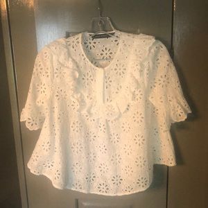 Zara White eyelet top